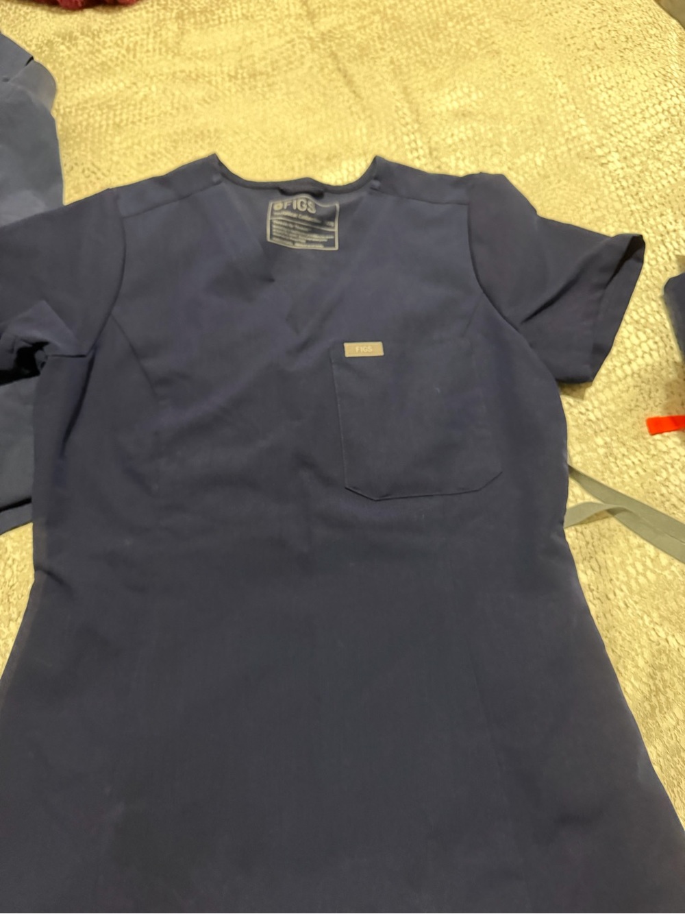 FIGS Women's Navy Short Sleeve Catarina Scrub Top